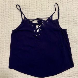Aqua lace-up tank top